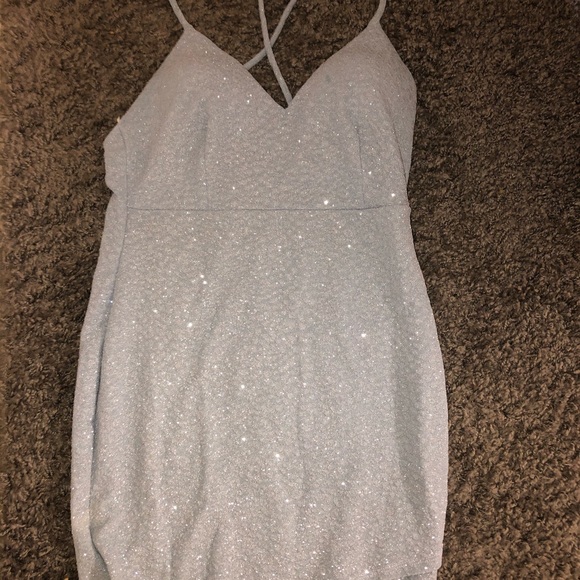 Light Blue Send My Love Glitter Dress - Picture 4 of 6